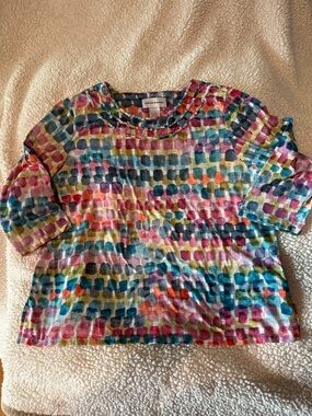 Alfred Dunner Multicolor Watercolor Dot Print Blouse
